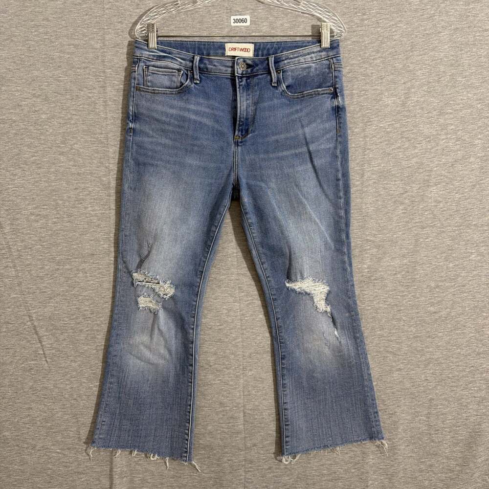 Driftwood Women's Size 30x22 Isabel Cropped Flare Distressed Raw Hem Boho